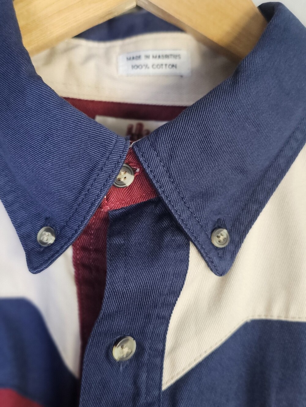 Just Western Vintage Colorblock Western Button Shirt Men's L Burgundy Navy Cream - Picture 7 of 8